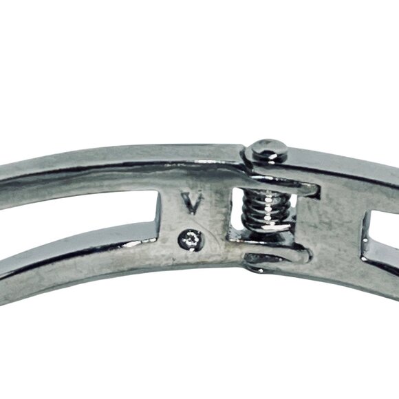 Vince Camuto Silver Tone Clear Crystal Hinged Cuff Bracelet (5947) - Picture 5 of 7